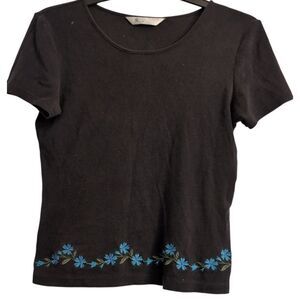 BHS floral embroided black t shirt size s
